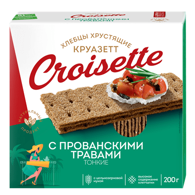 Купить ХЛЕБЦЫ КРУАЗЕТТ ХРУСТЯЩИЕ ТОНКИЕ С ПРОВАНСКИМИ ТРАВАМИ 200 Г. доставка продуктов Тюмень . доставка продуктов в Тюмени . доставка фруктов Тюмень