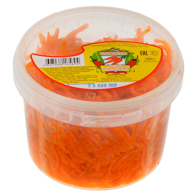 Купить САЛАТ SАЛАТЬЕ МОРКОВЬ ПО-КОРЕЙСКИ 500 Г. доставка продуктов Тюмень . доставка продуктов в Тюмени . доставка фруктов Тюмень . доставка фруктов в