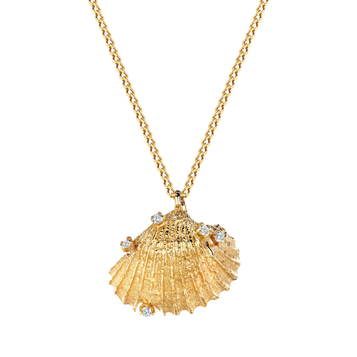 Купить MORE VNUTRI Колье с одной ракушкой со вставками, позолота