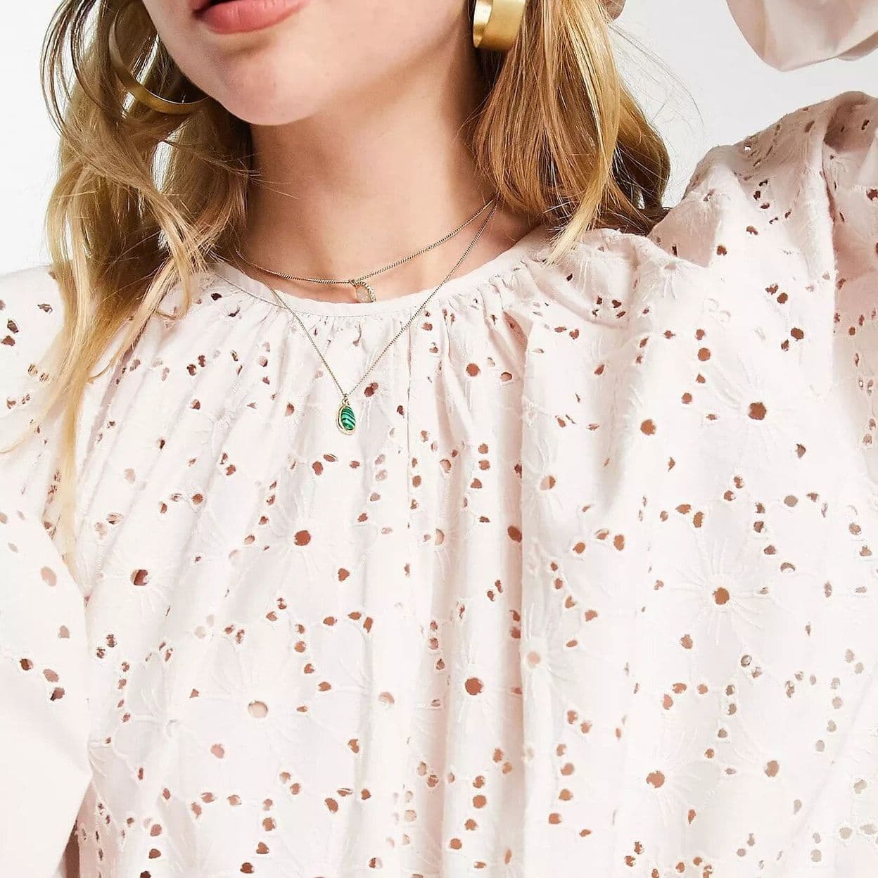 Купить ASOS DESIGN maxi smock dress with cutwork in natural