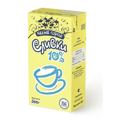 Купить БЕЛЫЙ ГОРОД СЛИВКИ УЛЬТРАПАСТЕРИЗОВАННЫЕ 10% 500 Г. доставка продуктов тюмень . доставка продуктов в тюмени . доставка фруктов тюмень . доставк