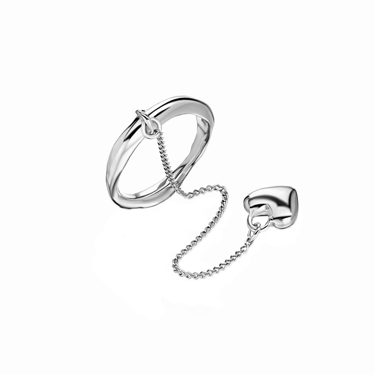 Купить LOVE ALWAYS WINS Кольцо с подвесом маленького сердца на цепочке, платинирование