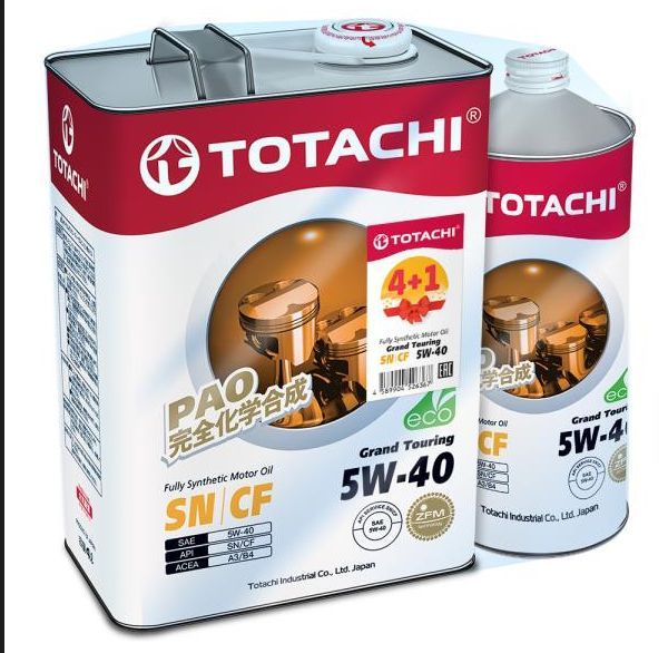 Купить Масло моторное TOTACHI Grand Touring, синтетическое, 5W-40, SN, акция 4+1