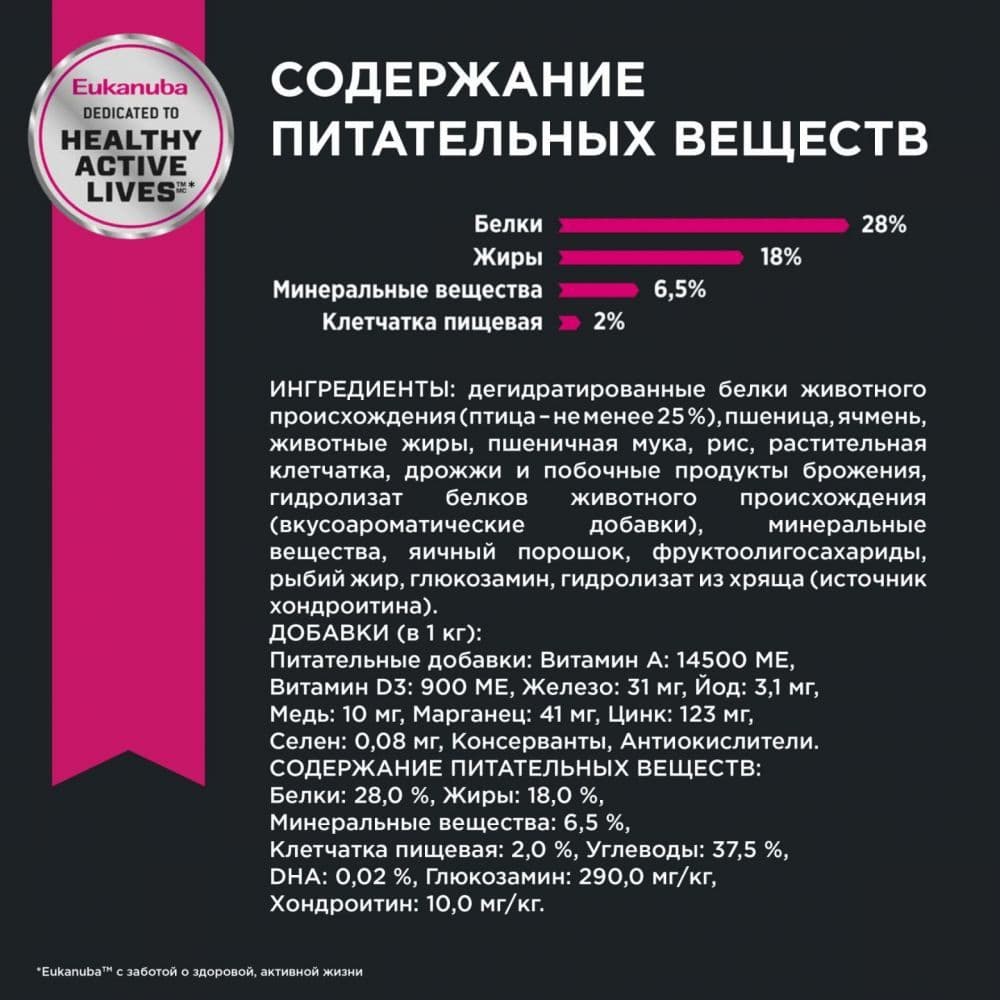 Купить Eukanuba Adult Small Breed 1+ сухой корм для взрослых собак мелких пород от года 800гр