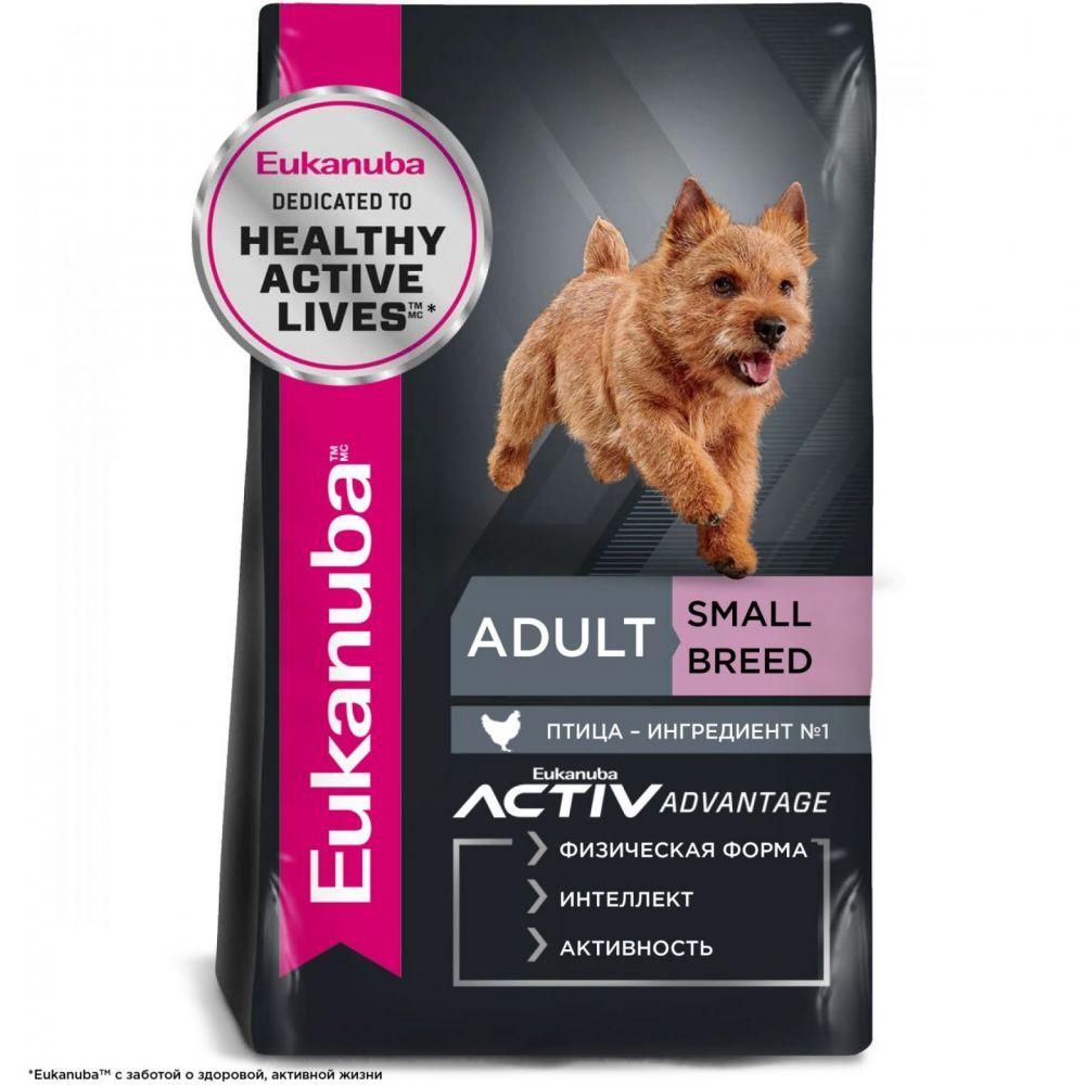 Купить Eukanuba Adult Small Breed 1+ сухой корм для взрослых собак мелких пород от года 800гр