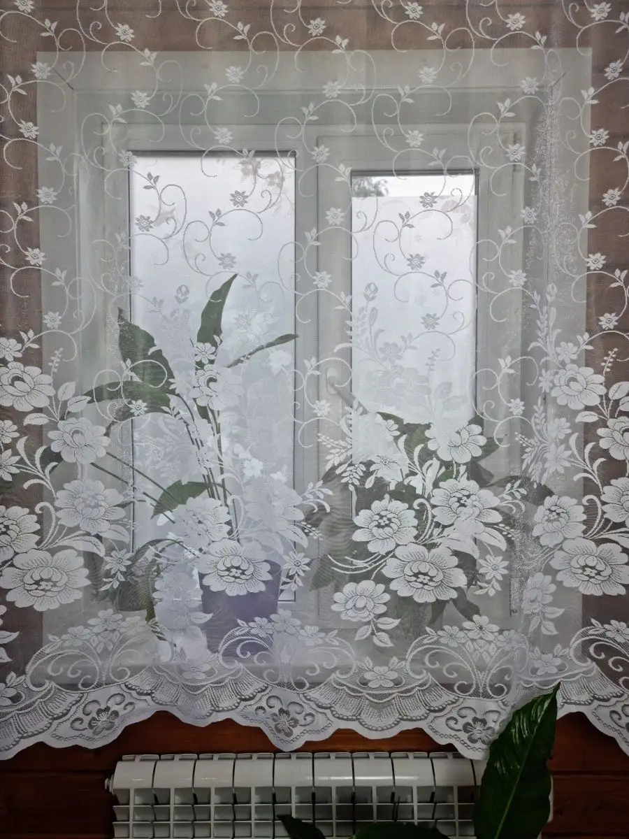 Купить Тюль короткий жаккард на тесьме