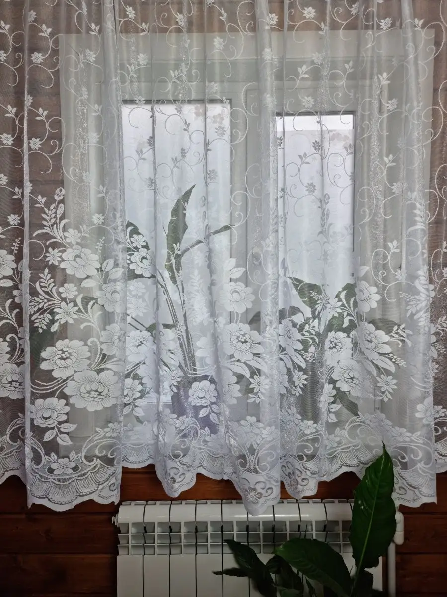 Купить Тюль короткий жаккард на тесьме