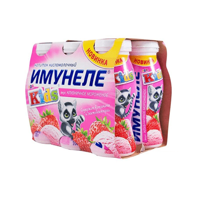 Купить  НАПИТОК КИСЛОМОЛОЧНЫЙ ИМУНЕЛЕ FOR KIDS КЛУБНИКА/МОРОШКА В УПАКОВКЕ 6 ШТ. Х 100 Г. с доставкой на дом . Доставка продуктов Тюмень , доставка пр