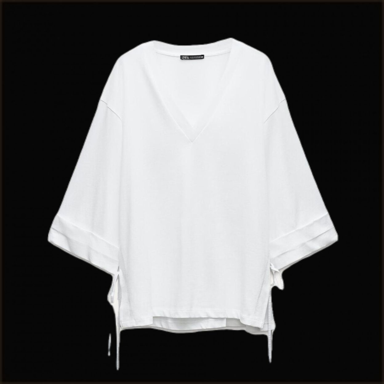 Купить Футболка оверсайз с завязками ZARA 135153092