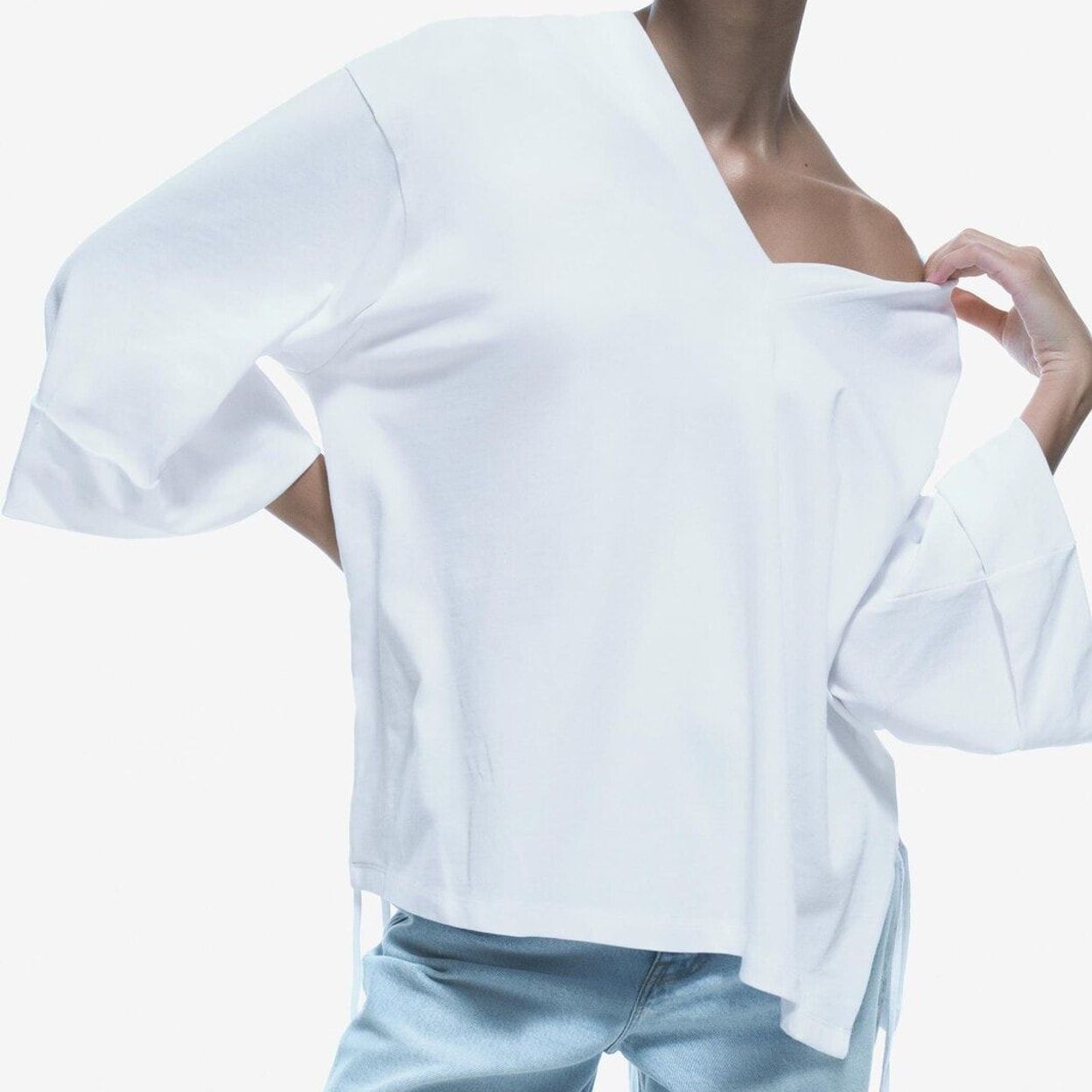 Купить Футболка оверсайз с завязками ZARA 135153092