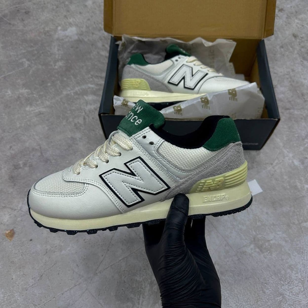 Купить New Balance 574, White/Green