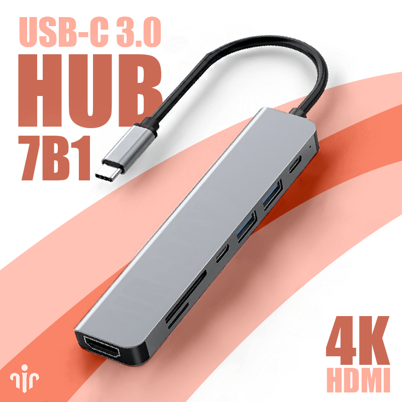 Купить USB HUB Type C 7в1 с 4K HDMI, SD-картой