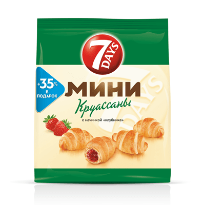 Купить МИНИ КРУАССАНЫ 7DAYS C НАЧИНКОЙ КЛУБНИКА 300 Г. доставка продуктов Тюмень . доставка продуктов в Тюмени . доставка фруктов Тюмень . доставка фр