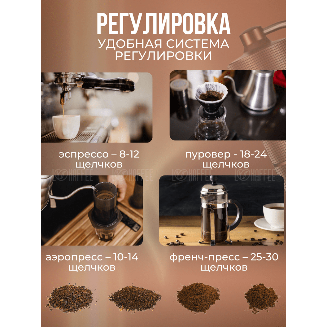 Купить Кофемолка ручная, цвет кофейный - 7 лезвий