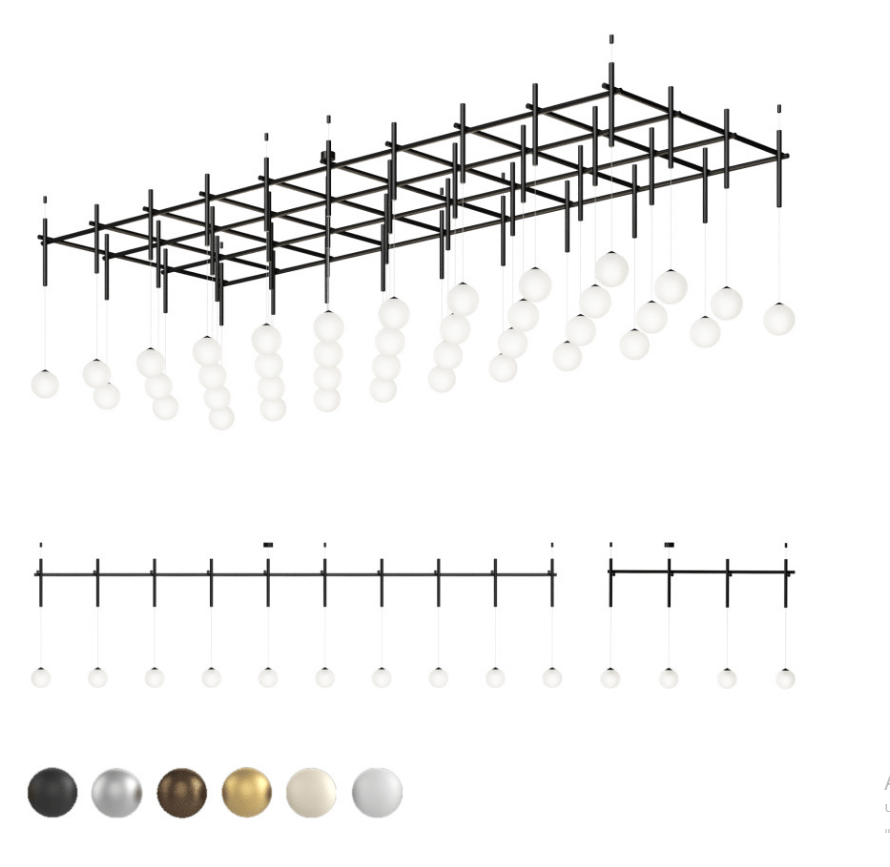 Купить Подвесной светильник Integrator Mesh of pipes with balls, LED шары