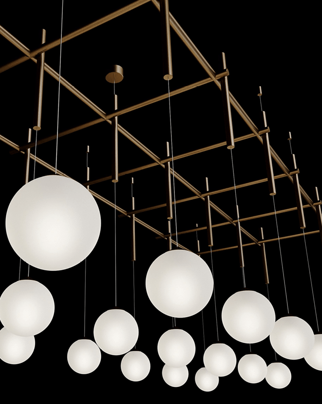 Купить Подвесной светильник Integrator Mesh of pipes with balls, LED шары