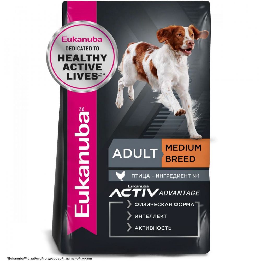 Купить Eukanuba Adult Medium Breed 1+ сухой корм для взрослых собак средних пород от года 3кг