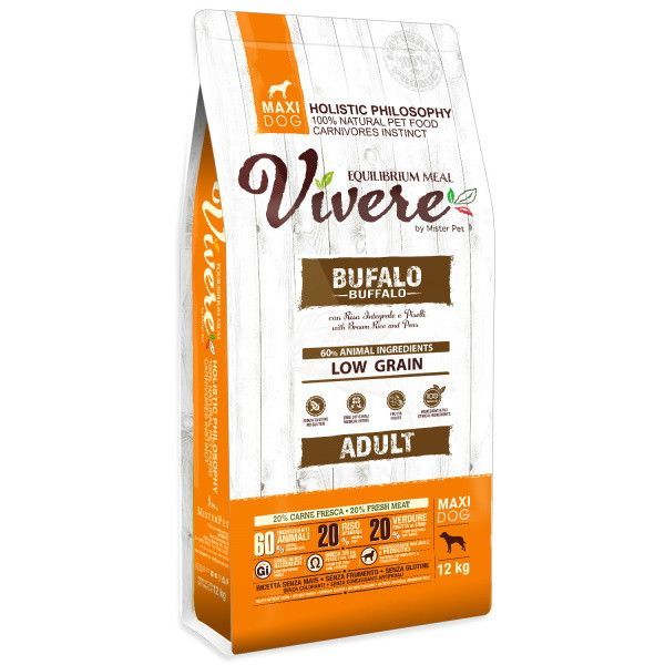Купить VIVERE 12 кг сухой корм для собак крупных пород Буйвол/Курица/Лось/Ягненок/