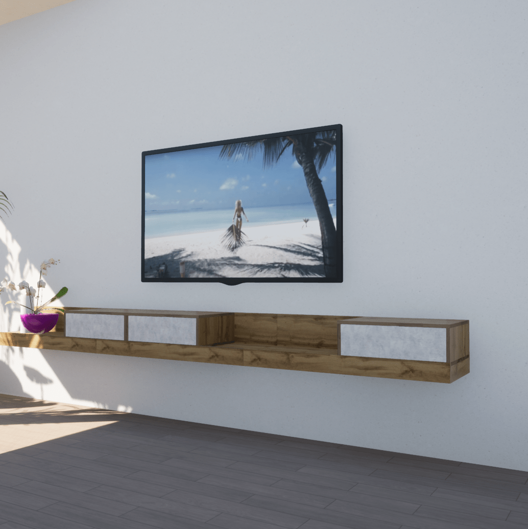 Купить Тумба под тв CERES СТ2х3 Дуб вотан/Цемент