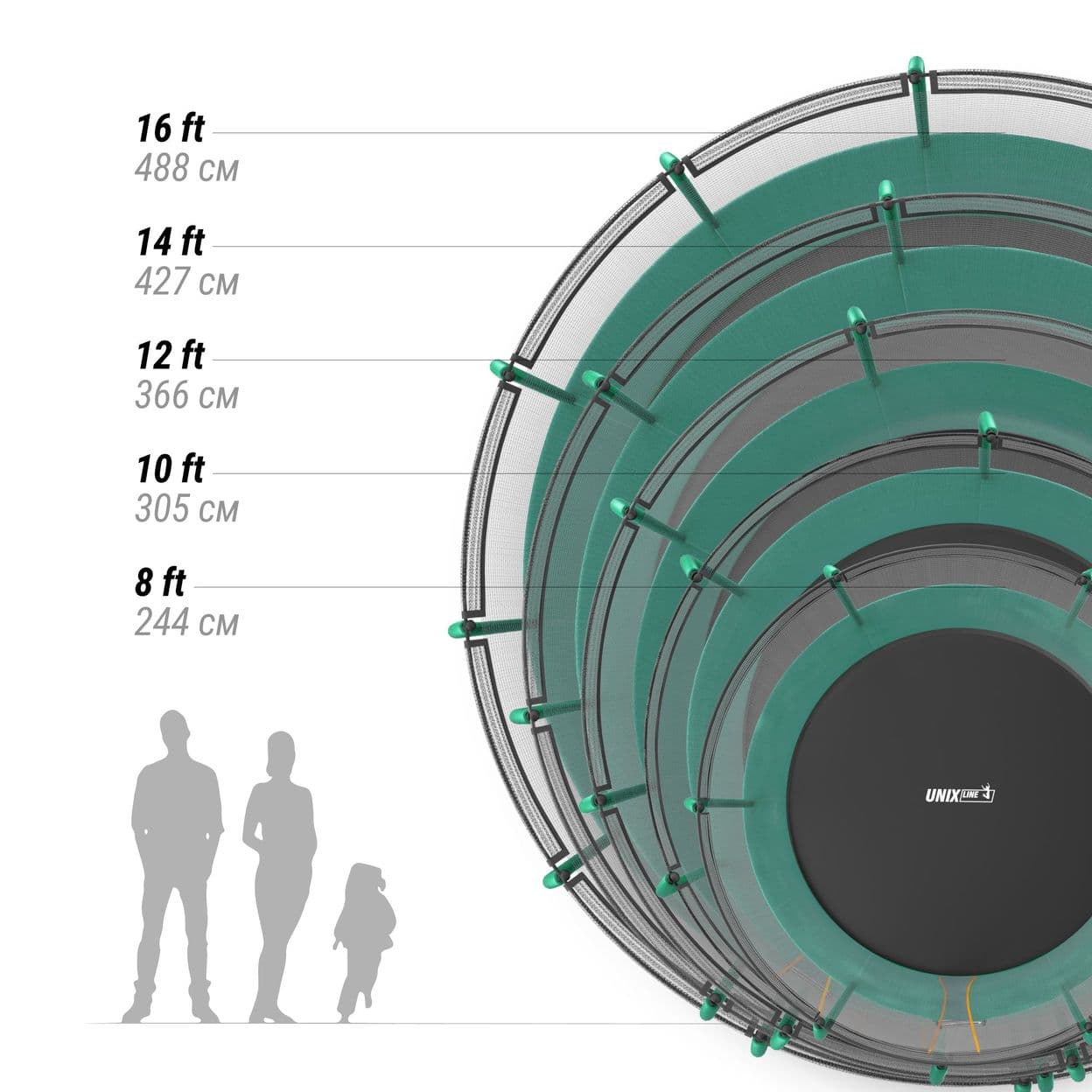 Купить Батут UNIX Line SUPREME BASIC 14 ft (green)