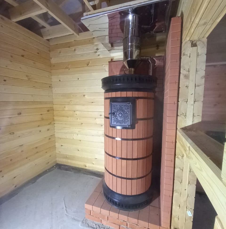 Купить Печь банная «РУССКАЯ БАНЯ» С ЗАКРЫТОЙ КАМЕНКОЙ в кирпичной облицовке
