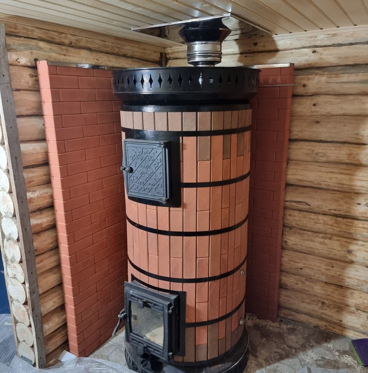 Купить Печь банная «РУССКАЯ БАНЯ» С ЗАКРЫТОЙ КАМЕНКОЙ в кирпичной облицовке