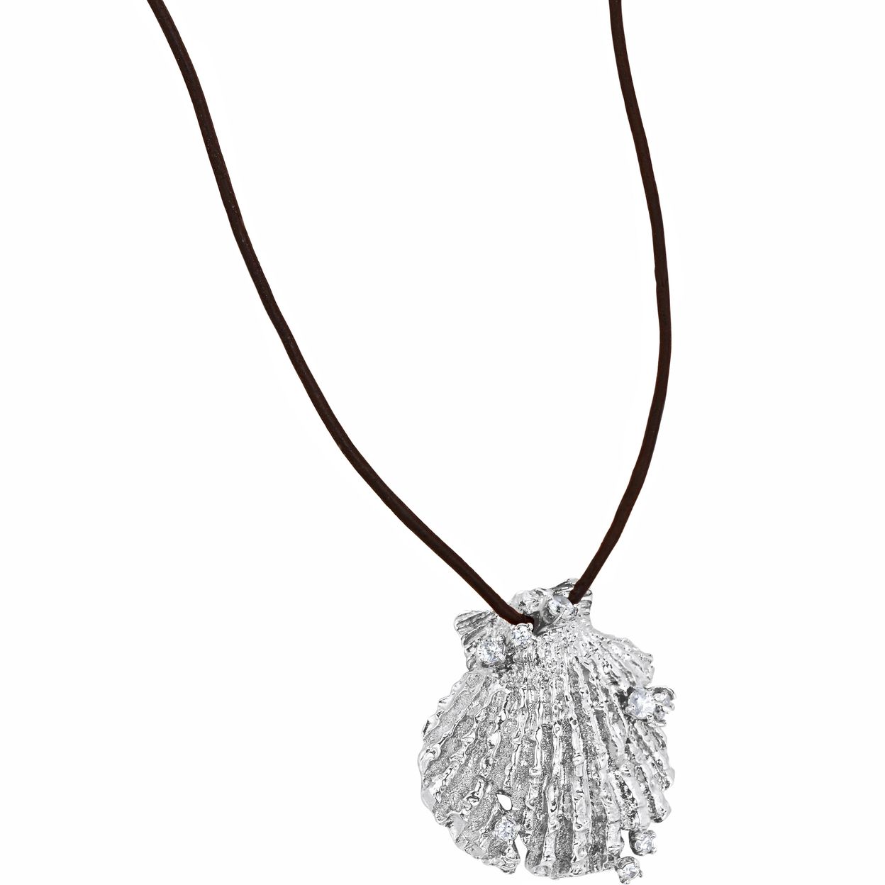 Купить MORE VNUTRI Колье с одной ракушкой MAX со вставками, платинирование