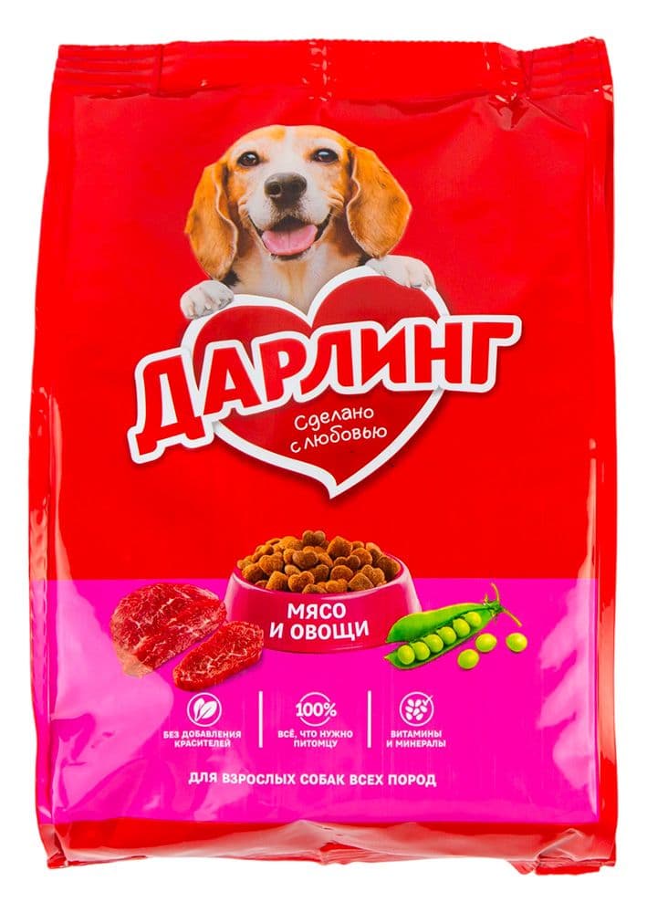 Купить Дарлинг 2 кг сухой корм для взрослых собак с мясом и овощами