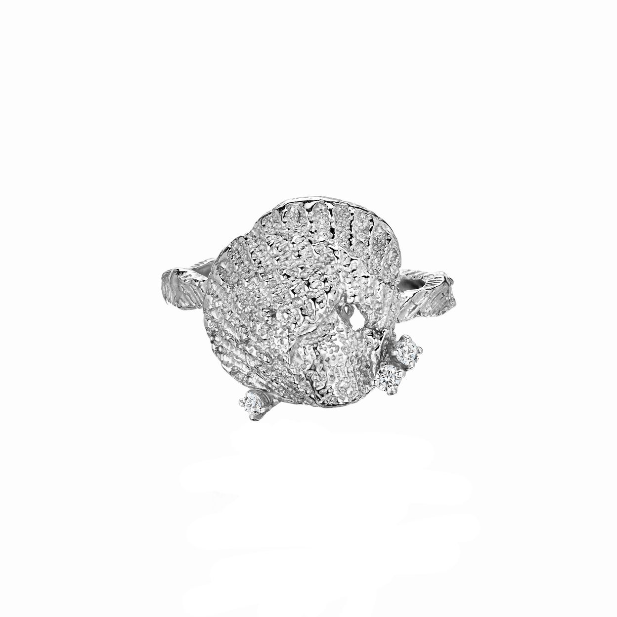 Купить MORE VNUTRI Кольцо с одной ракушкой, платинирование