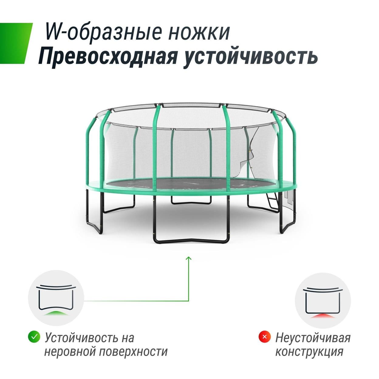 Купить Батут каркасный UNIX line SUPREME GAME 16 ft (green)