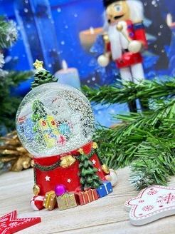 Купить Новогодний фонарь светильник Снежный Шар ДМ с подарком, подсветка, 6.5 см