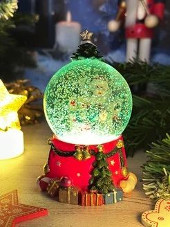 Купить Новогодний фонарь светильник Снежный Шар ДМ с подарком, подсветка, 6.5 см