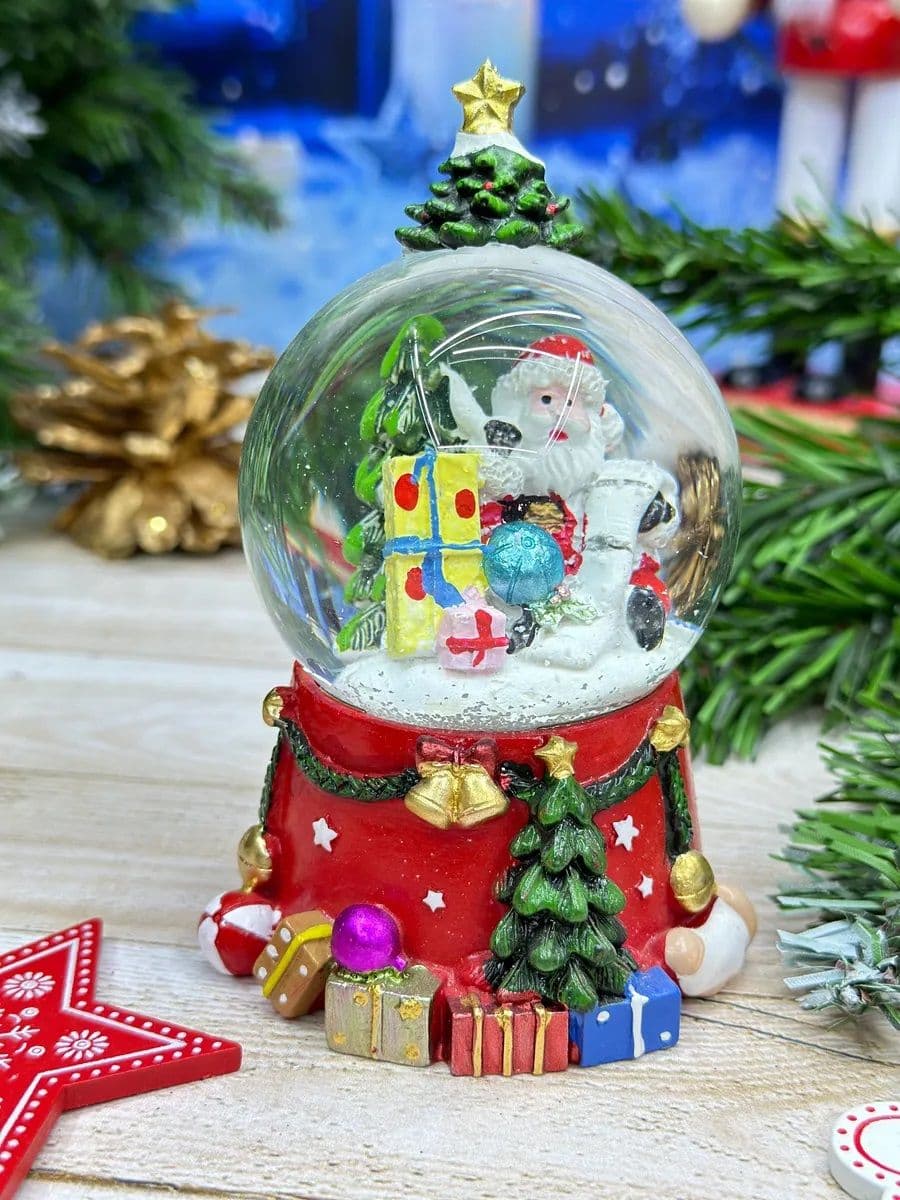 Купить Новогодний фонарь светильник Снежный Шар ДМ с подарком, подсветка, 6.5 см