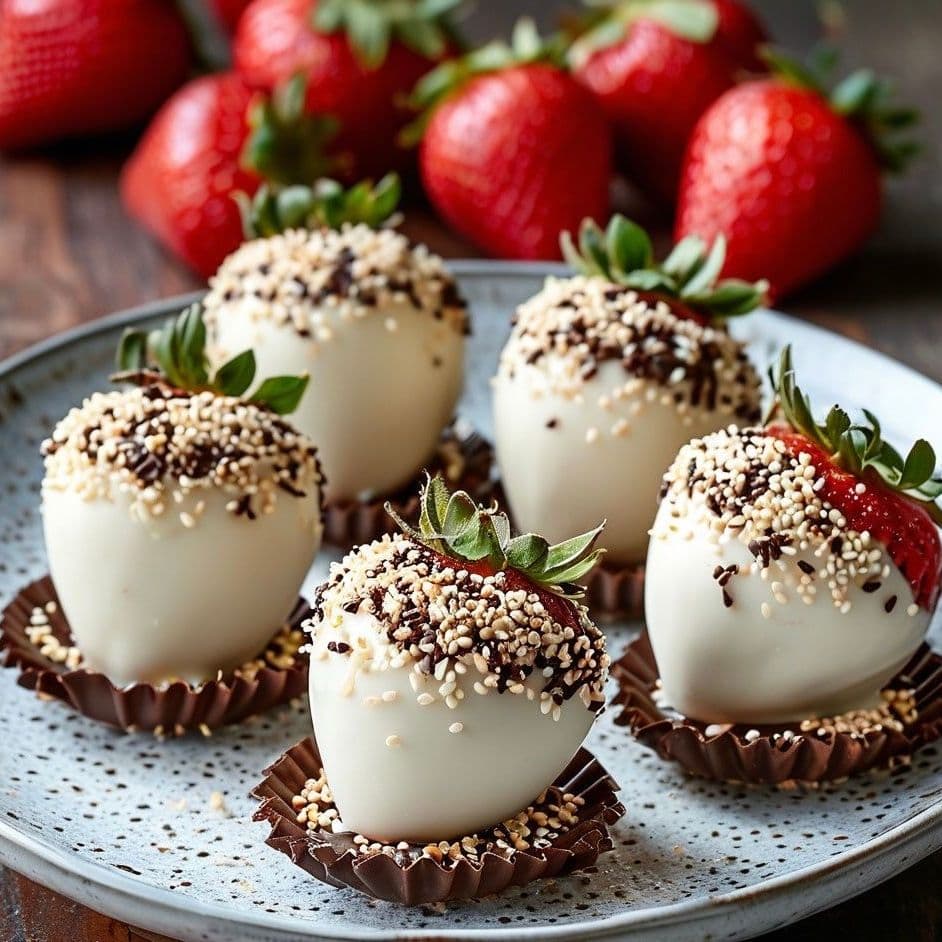 Купить Клубника в белом шоколаде с кунжутом🍓🌻