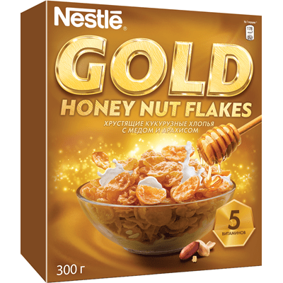 Купить NESTLE ХЛОПЬЯ КУКУРУЗНЫЕ С МЕДОМ GOLD FLAKES 300 Г. с доставкой на дом . Доставка продуктов Тюмень , доставка продуктов в Тюмени , dostavka-pro