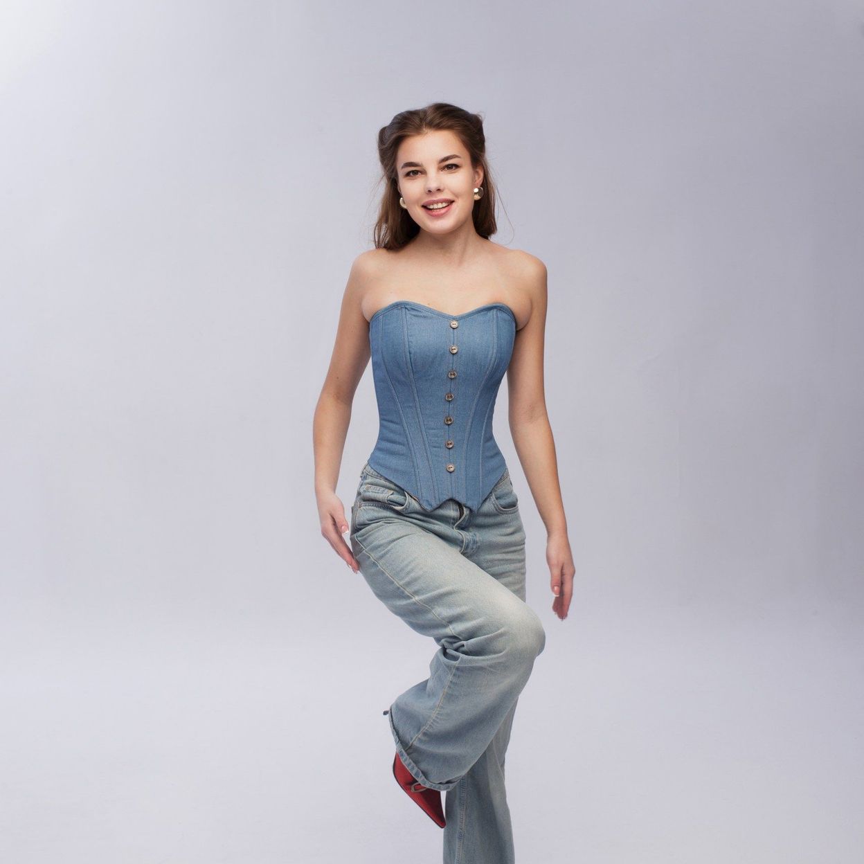 Купить Корсет  DENIM Classik-pugovki/svetly