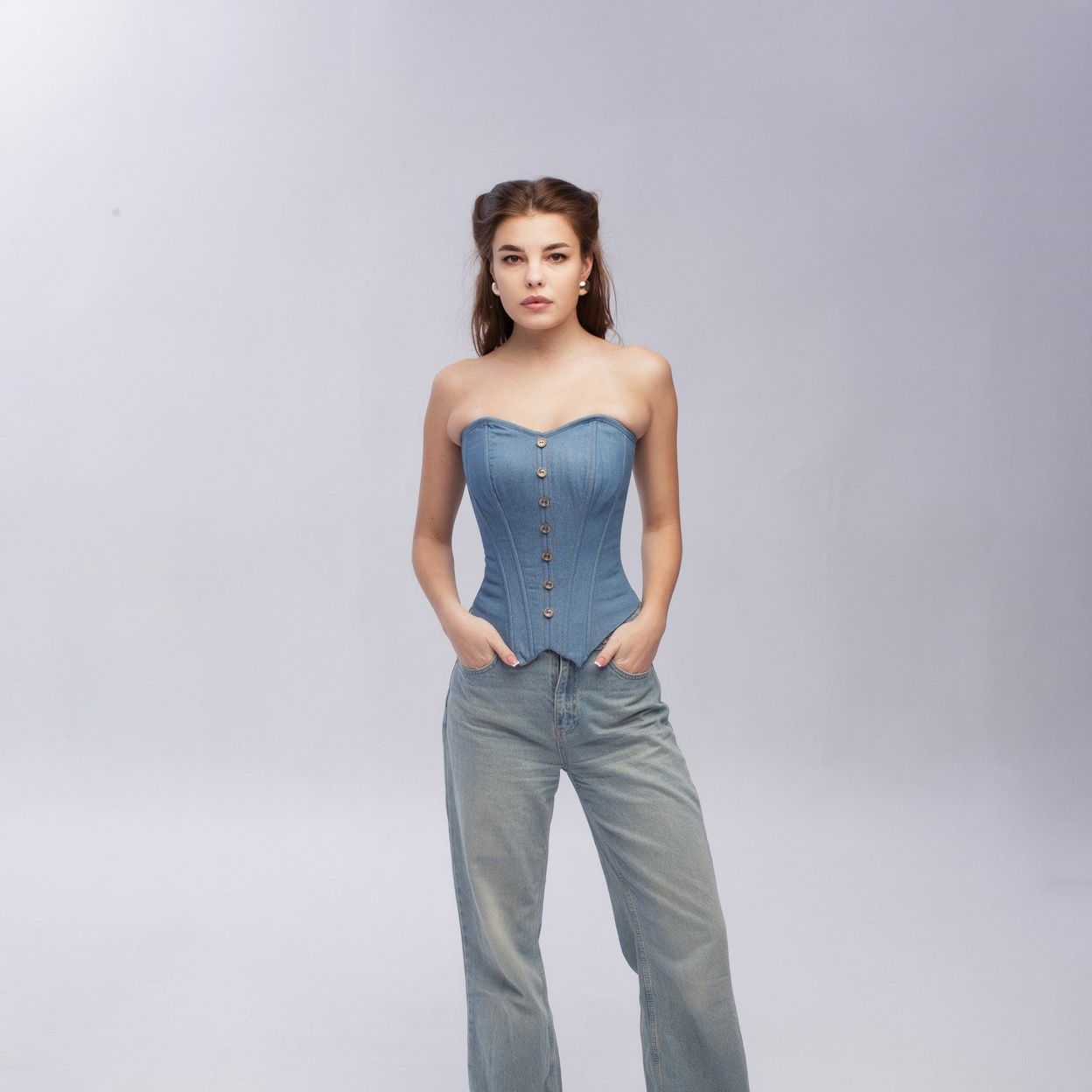 Купить Корсет  DENIM Classik-pugovki/svetly