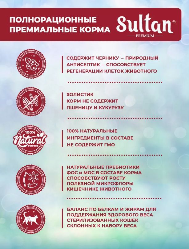 Купить Султан Корм для всех видов кошек ассорти Индейка и Утка (4 шт по 400 г, 1,6 кг)