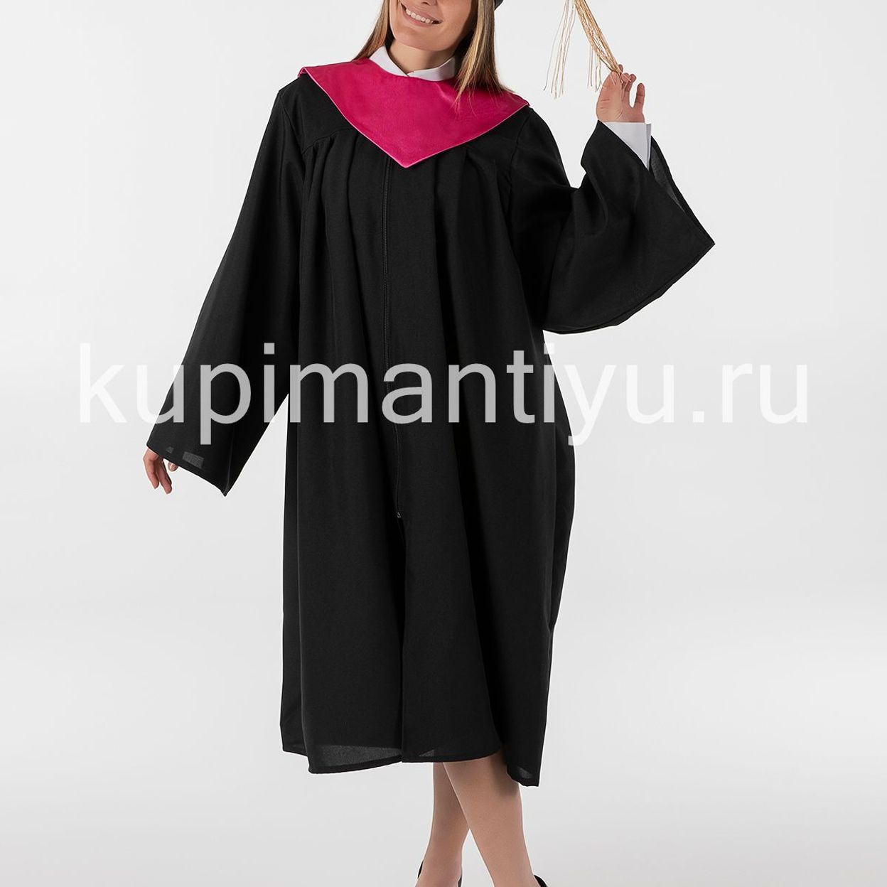 Купить Мантия магистра с шапочкой, розовая накидка