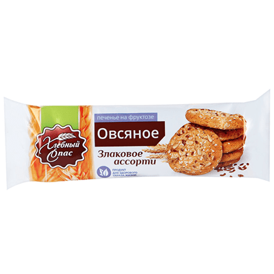 Купить ПЕЧЕНЬЕ ОВСЯНОЕ ЗЛАКОВОЕ АССОРТИ НА ФРУКТОЗЕ ХЛЕБНЫЙ СПАС 250 Г.. с доставкой на дом . Доставка продуктов Тюмень , доставка продуктов в Тюмени 