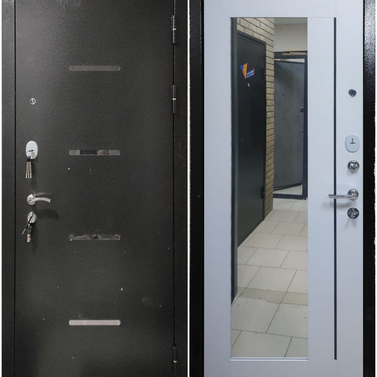 Купить Дверь входная "СТЕЛС белый снег", ЗЕРКАЛО, ЮДМ