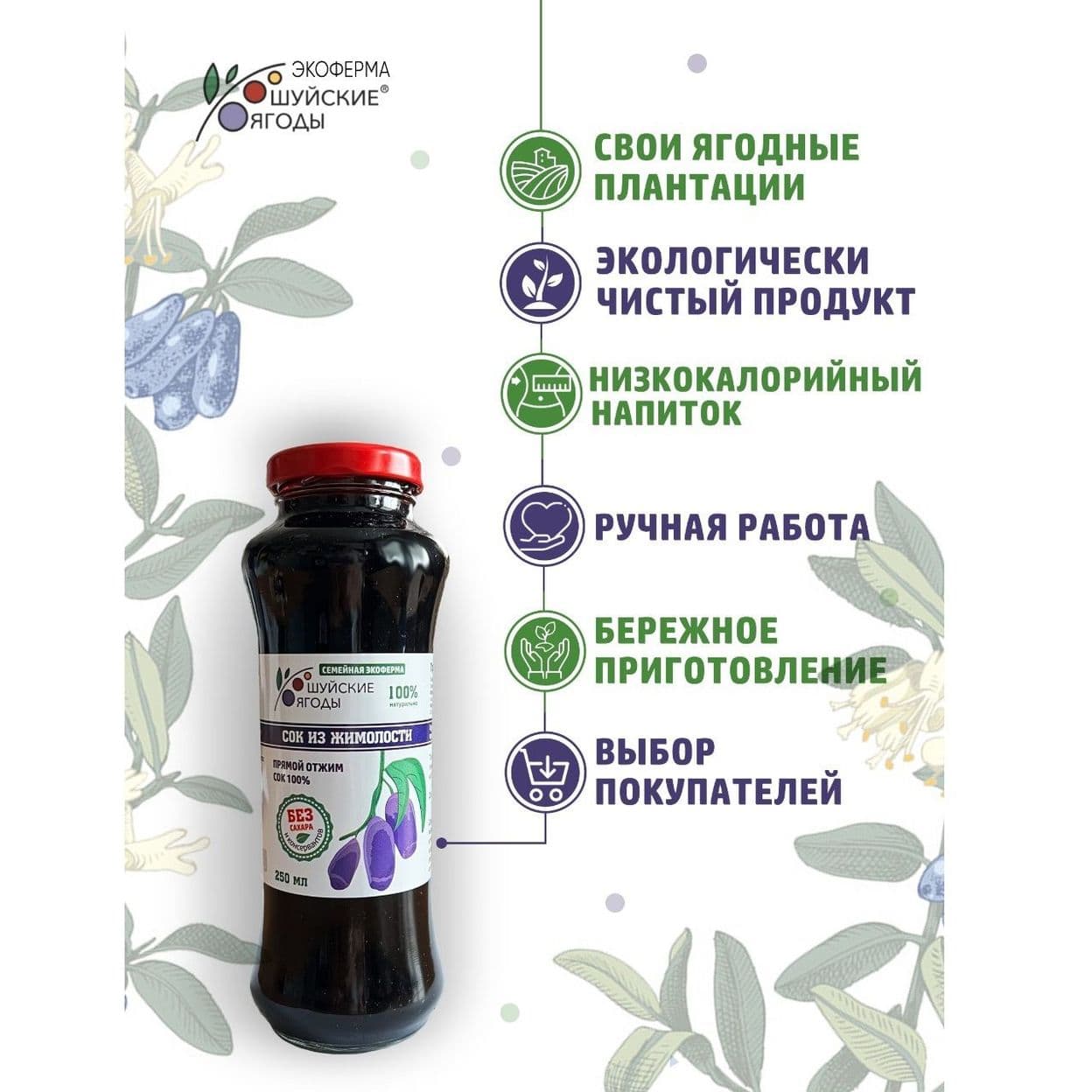 Купить СОК ЖИМОЛОСТИ 100% 250 мл
