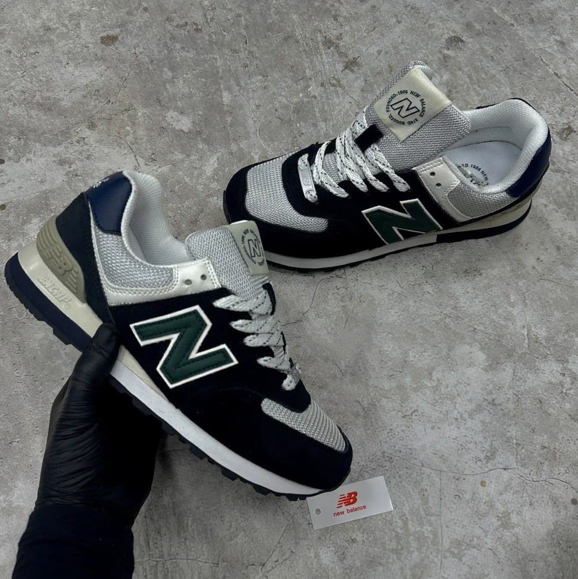 Купить New Balance 574, Black/Green