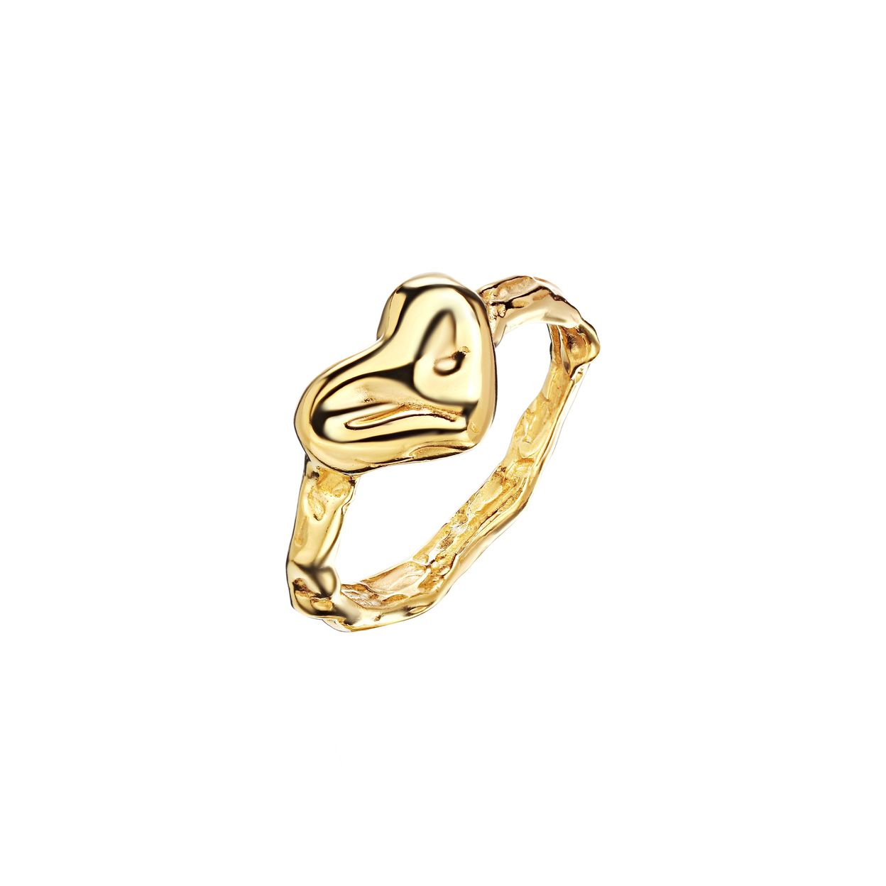 Купить LOVE ALWAYS WINS Кольцо-печатка с сердцем, позолота
