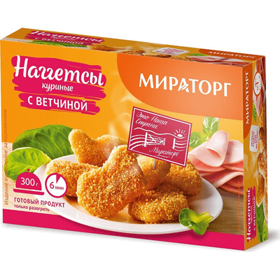 Купить НАГГЕТСЫ КУРИНЫЕ МИРАТОРГ С ВЕТЧИНОЙ 300 Г. доставка продуктов Тюмень . доставка продуктов в Тюмени . доставка фруктов Тюмень . доставка фрукто