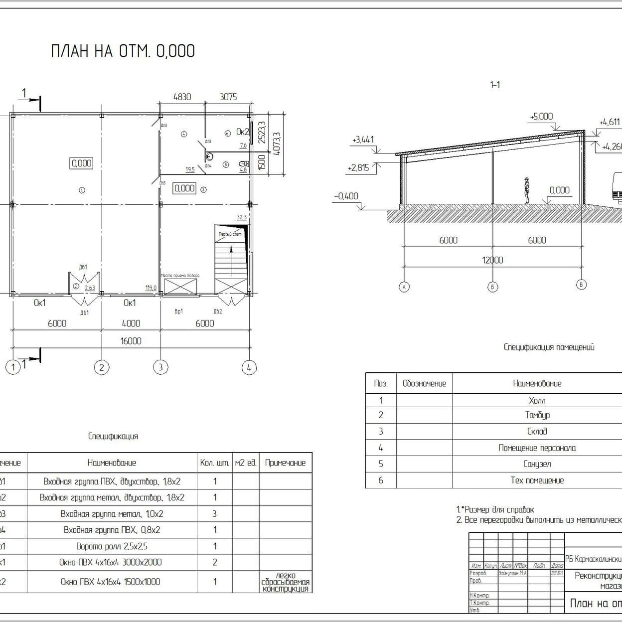 Купить Рабочие чертежи на быстровозводимое здание магазина 12х15м.