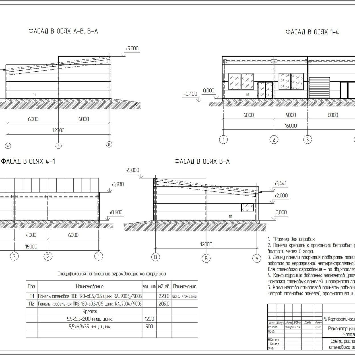 Купить Рабочие чертежи на быстровозводимое здание магазина 12х15м.