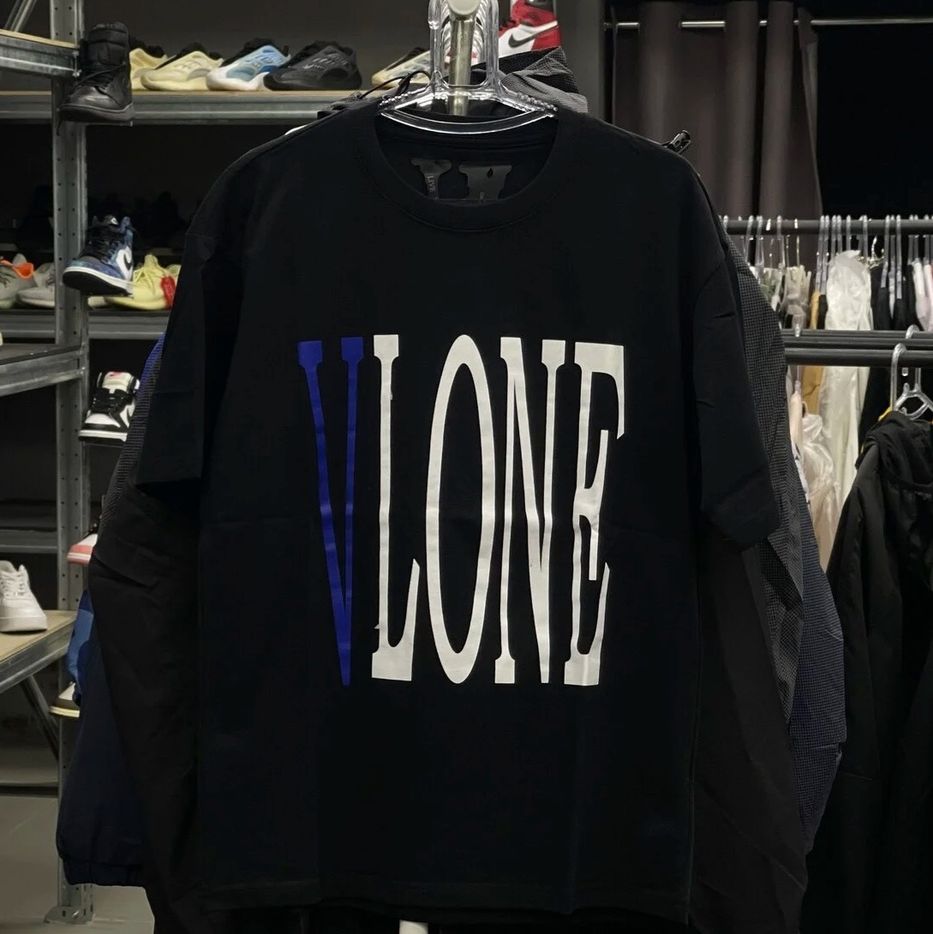 Купить Футболка Vlone Black "Blue Big Logo"
