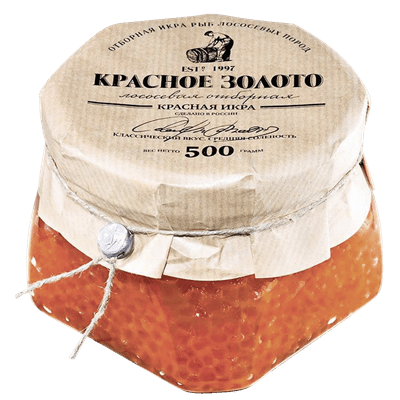 Купить КРАСНОЕ ЗОЛОТО ИКРА ЛОСОСЕВАЯ ЗЕРНИСТАЯ 500 Г. Доставка продуктов Тюмень . Рыба Тюмень . Доставка продуктов в Тюмени
