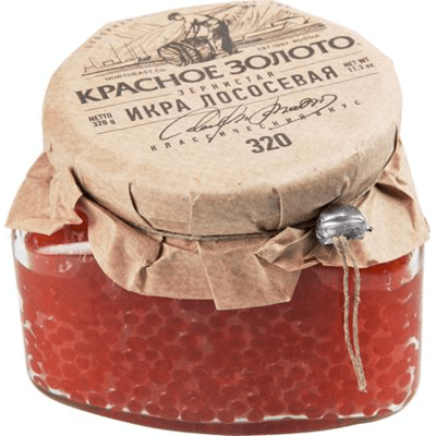 Купить ИКРА ЛОСОСЕВАЯ КРАСНОЕ ЗОЛОТО 320 Г. Доставка продуктов Тюмень . Рыба Тюмень . Доставка продуктов в Тюмени